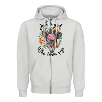 Dove Grey just a girl who loves pigs floral wreath Zipper Hoodie - BarkalooDesign