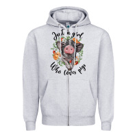 Heather Grey just a girl who loves pigs floral wreath Zipper Hoodie - BarkalooDesign