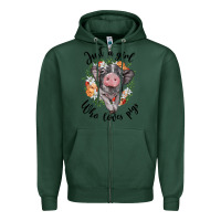 Sports Green just a girl who loves pigs floral wreath Zipper Hoodie - BarkalooDesign