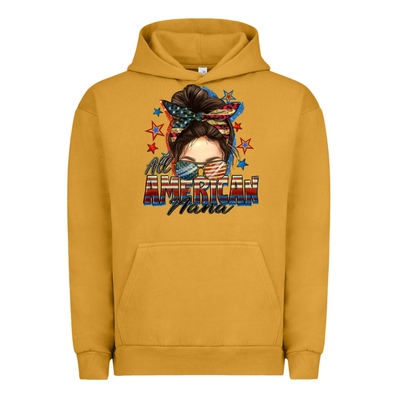 All American Nana Messy Bun Urban Hoodie by FaDigitalArtStudio | Teevron