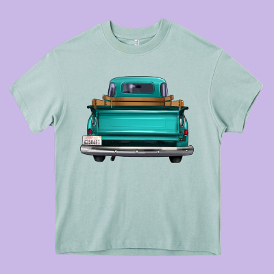 Western Truck Back View Heavy Core Tee Designed By Fadigitalartstudio