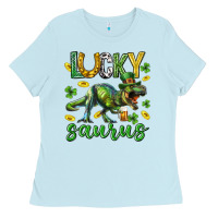 Baby Blue Lucky saurus st.patricks day Ladies Tee - Neo Western
