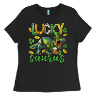 Black Lucky saurus st.patricks day Ladies Tee - Neo Western