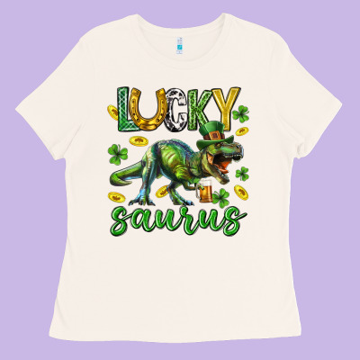 Lucky Saurus St.patricks Day Ladies Tee Designed By Neo Western