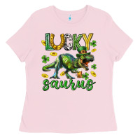 Bubblegum Pink Lucky saurus st.patricks day Ladies Tee - Neo Western