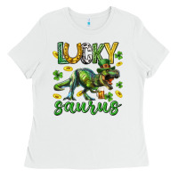 White Lucky saurus st.patricks day Ladies Tee - Neo Western