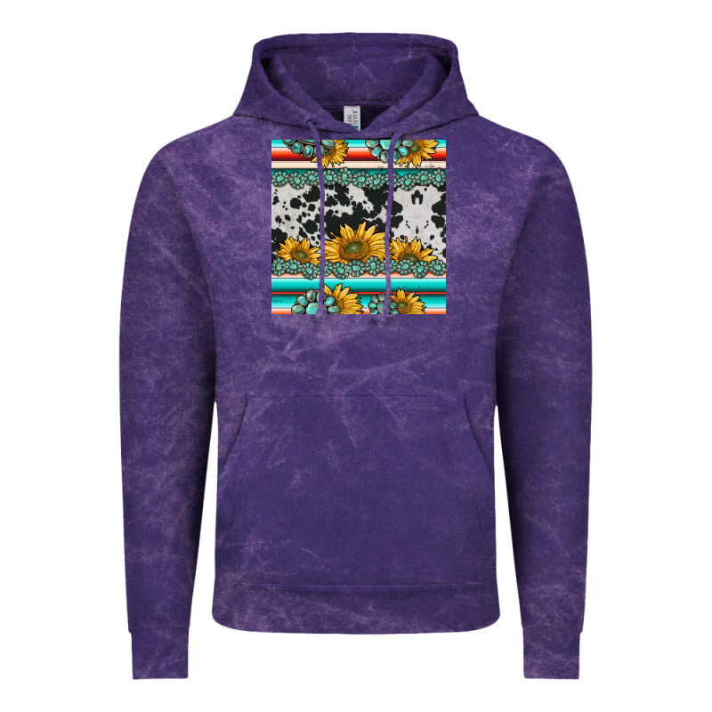 Sunflower Cowhide Serape Coaster Vintage Hoodie by BarkalooDesign | Teevron