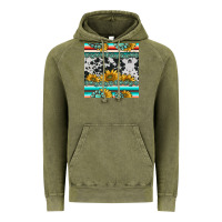 Vintage Olive sunflower cowhide serape coaster Vintage Hoodie - BarkalooDesign