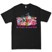 Black western cancer  in october we wear pink coffee cups with ribbons Premium Tee - AdoDesignShop