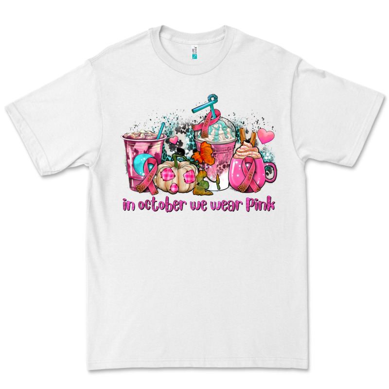Western Cancer  In October We Wear Pink Coffee Cups With Ribbons Premium Tee by AdoDesignShop | Teevron