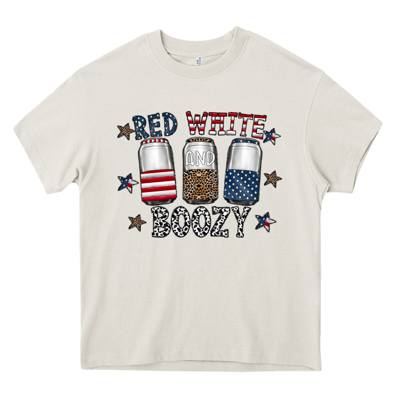 Red White Boozy Heavy Core Tee by CowhideDigitalArt | Teevron