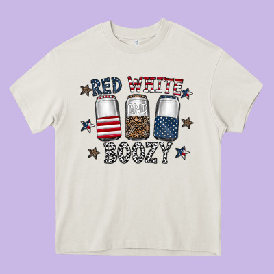 Red White Boozy Heavy Core Tee Designed By Cowhidedigitalart