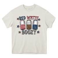 Cream red white boozy Heavy Core Tee - CowhideDigitalArt