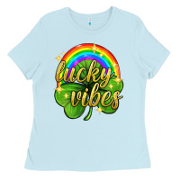 Baby Blue Lucky vibes st. patricks day Ladies Tee - Neo Western