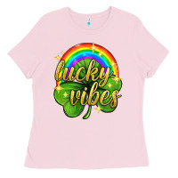 Bubblegum Pink Lucky vibes st. patricks day Ladies Tee - Neo Western