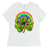 White Lucky vibes st. patricks day Ladies Tee - Neo Western
