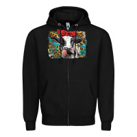Black holstein cow with glitter and leopard background Zipper Hoodie - BarkalooDesign