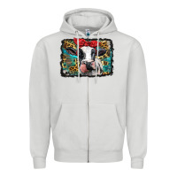 Dove Grey holstein cow with glitter and leopard background Zipper Hoodie - BarkalooDesign