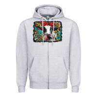 Heather Grey holstein cow with glitter and leopard background Zipper Hoodie - BarkalooDesign