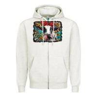 Oatmeal Heather holstein cow with glitter and leopard background Zipper Hoodie - BarkalooDesign