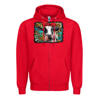 Red holstein cow with glitter and leopard background Zipper Hoodie - BarkalooDesign