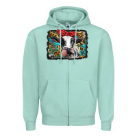 Seafoam holstein cow with glitter and leopard background Zipper Hoodie - BarkalooDesign