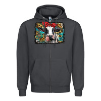 Smoke holstein cow with glitter and leopard background Zipper Hoodie - BarkalooDesign