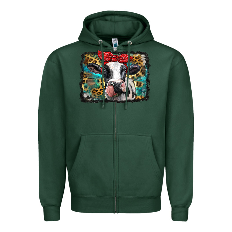 Holstein Cow With Glitter And Leopard Background Zipper Hoodie by BarkalooDesign | Teevron