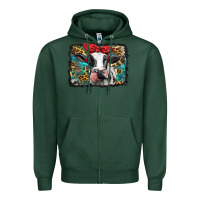 Sports Green holstein cow with glitter and leopard background Zipper Hoodie - BarkalooDesign