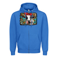 True Royal holstein cow with glitter and leopard background Zipper Hoodie - BarkalooDesign