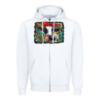 White holstein cow with glitter and leopard background Zipper Hoodie - BarkalooDesign