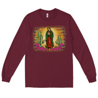 Burgundy western our lady of Guadalupe Long Sleeve Tee - JahusDesignShop