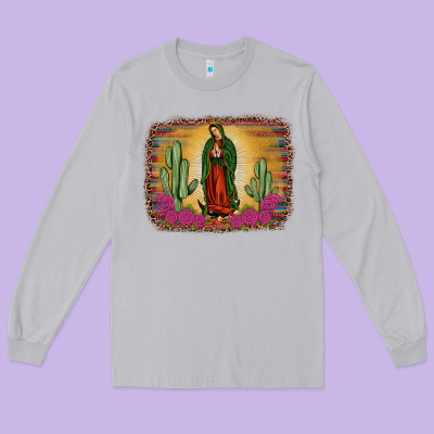 Western Our Lady Of Guadalupe Long Sleeve Tee Designed By Jahusdesignshop