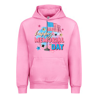 Fuchsia Pink Happy Memorial Day Urban Hoodie - FaDigitalArtStudio