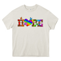 Cream lgbtq heart and hope Heavy Core Tee - HRA Design Shop