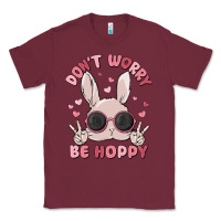 Burgundy don't worry be hoppy Classic Tee - MaliasSmallBusiness