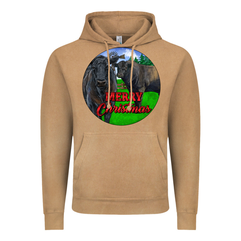 Black Angus Cattle And Bull Merry Christmas Vintage Hoodie by RanaPortraitStore | Teevron