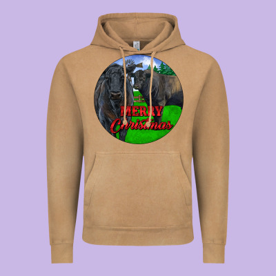 Black Angus Cattle And Bull Merry Christmas Vintage Hoodie Designed By Ranaportraitstore