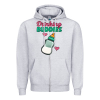 Heather Grey drinking buddies baby bottle Zipper Hoodie - Jasminsmagicworld