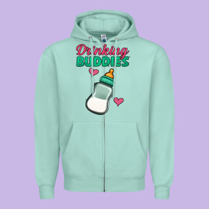 Drinking Buddies Baby Bottle Zipper Hoodie Designed By Jasminsmagicworld