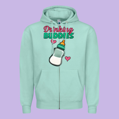 Drinking Buddies Baby Bottle Zipper Hoodie Designed By Jasminsmagicworld