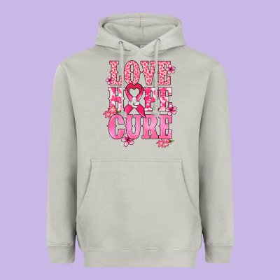Love Hope Cure Cancer Awareness Heavyweight Hoodie Designed By Howdyjamesfarm