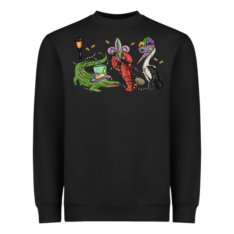 Mardi Gras Alligator Crawfish Pelican Heavyweight Sweatshirt by MaliasSmallBusiness | Teevron