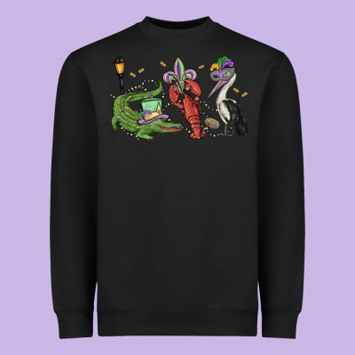 Mardi Gras Alligator Crawfish Pelican Heavyweight Sweatshirt Designed By Maliassmallbusiness