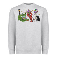 Heather Grey mardi gras alligator crawfish pelican Heavyweight Sweatshirt - MaliasSmallBusiness
