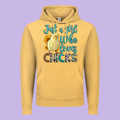Western Just A Girl Who Loves Chicks Vintage Hoodie Designed By Lillyallendesigns
