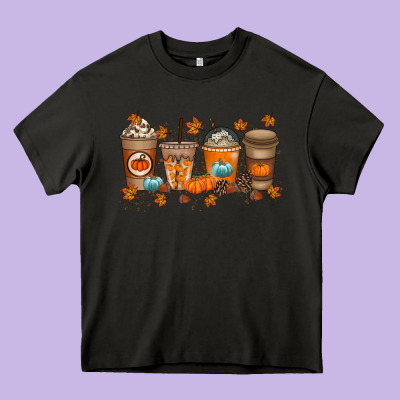 Fall Coffee Drink Heavy Core Tee Designed By Racoondesign