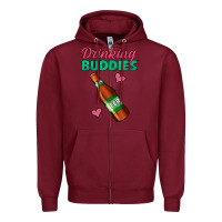 Burgundy drinking buddies beer bottle Zipper Hoodie - Jasminsmagicworld