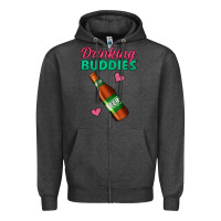 Charcoal Heather drinking buddies beer bottle Zipper Hoodie - Jasminsmagicworld