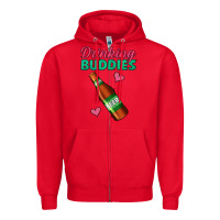 Red drinking buddies beer bottle Zipper Hoodie - Jasminsmagicworld